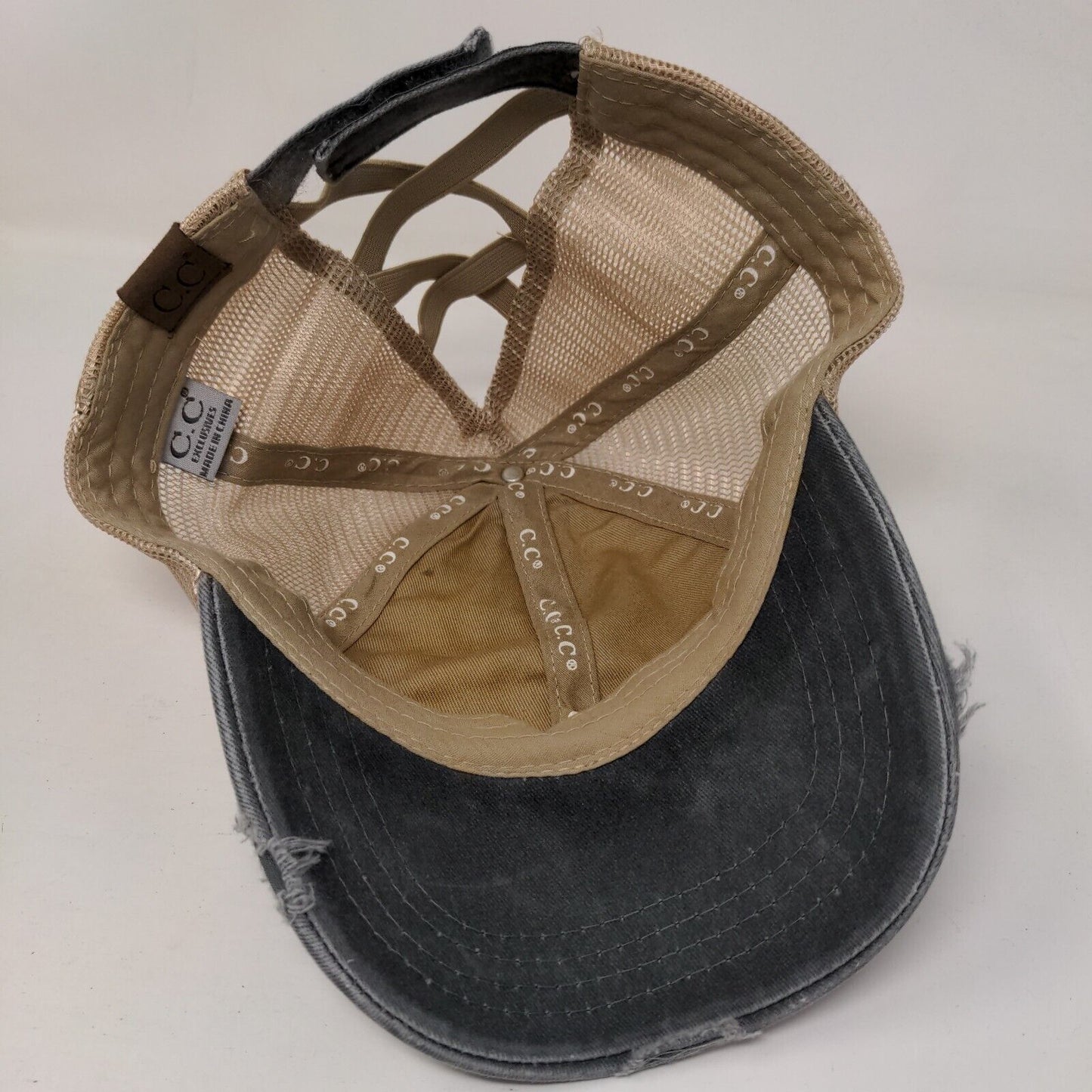 C.C Exclusives Strapback Trucker Hat Ponytail Multi One Size Mesh Back