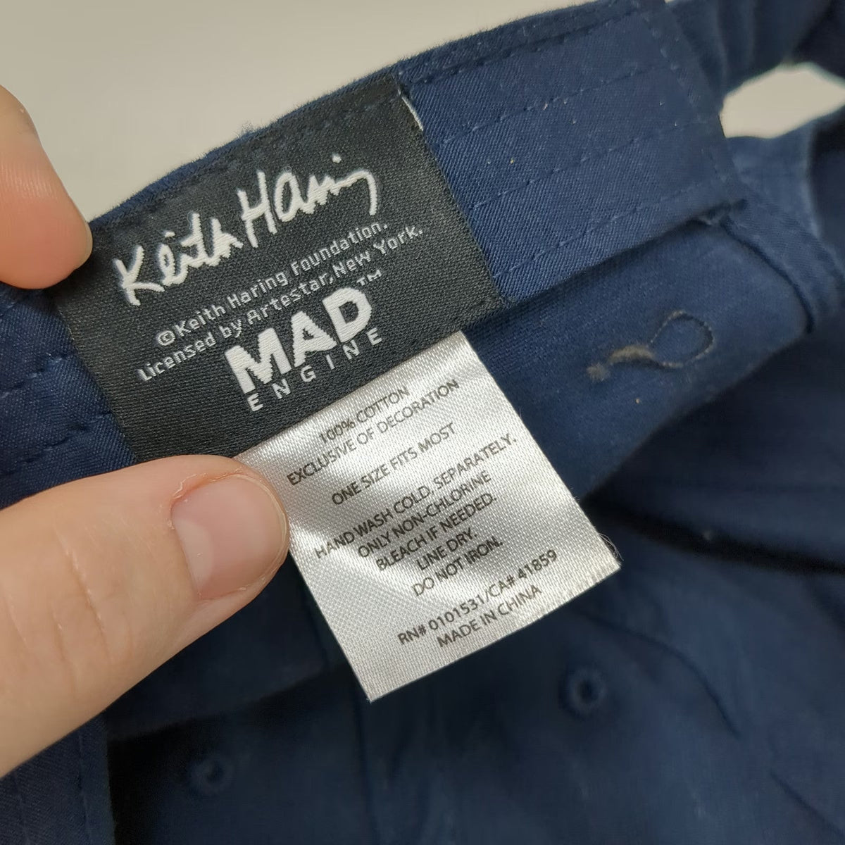 Mad Engine Keith Haring Heart Blue Baseball Cap One Size Cotton Slideback Hat