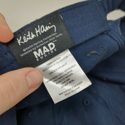 Mad Engine Keith Haring Heart Blue Baseball Cap One Size Cotton Slideback Hat