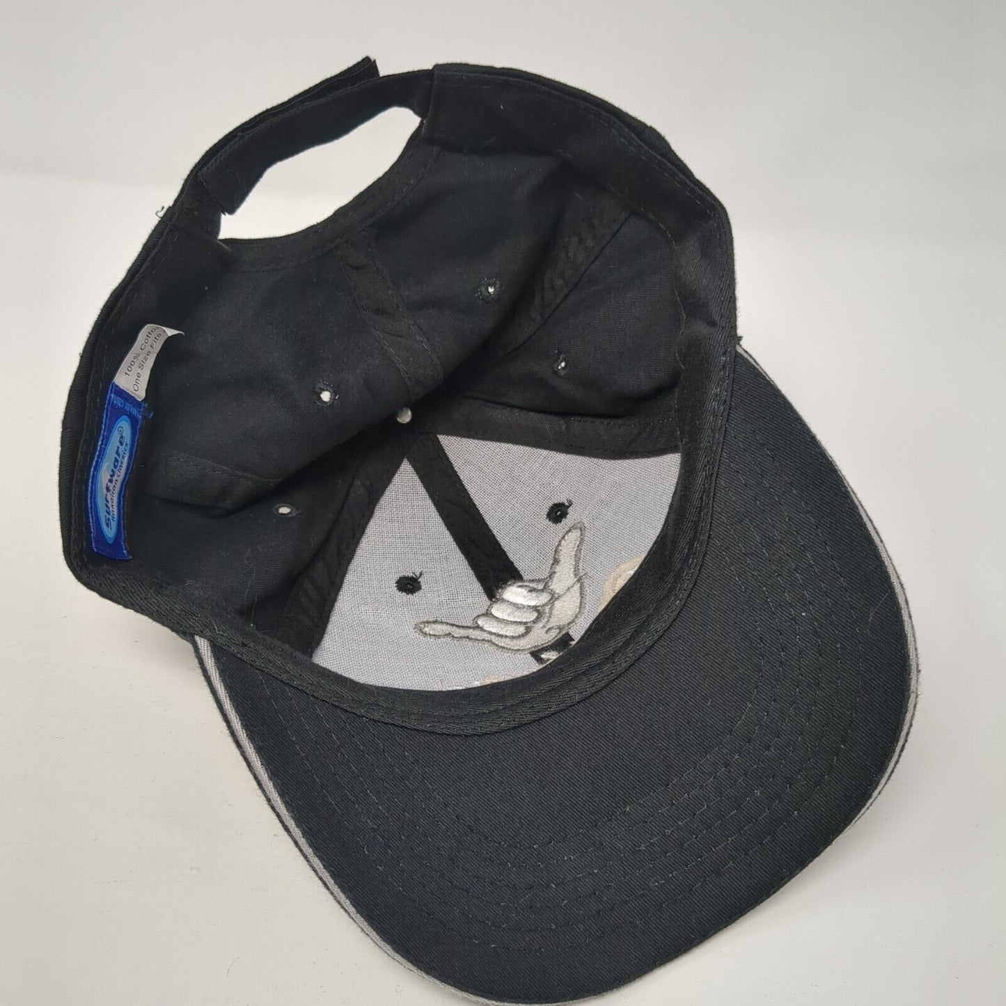 Hang Loose Maui Strapback Hat Black One Size Adjustable Embroidered Surfware