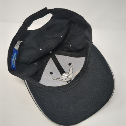 Hang Loose Maui Strapback Hat Black One Size Adjustable Embroidered Surfware