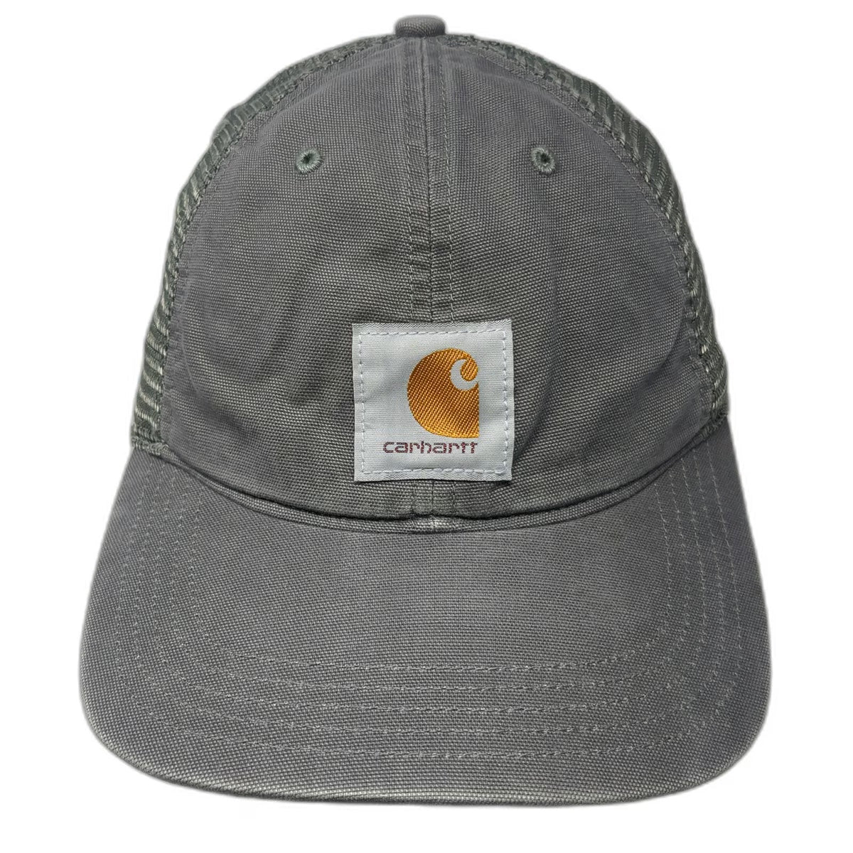 Carhartt Trucker Hat Gray One Size Mesh Back Snapback Logo Patch Workwear Canvas
