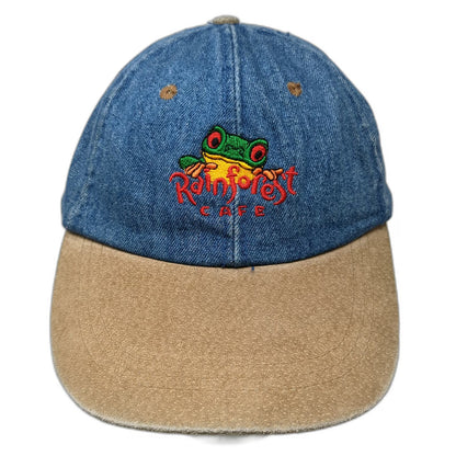 Blue Baseball Cap One Size Rainforest Cafe Frog Denim Hat Slideback Red Green
