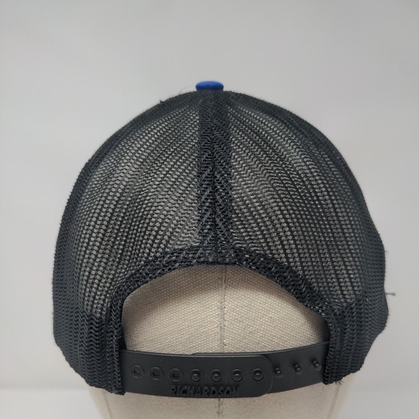 Richardson Snapback Trucker Hat Blue One Size Adjustable Embroidered Mesh Back