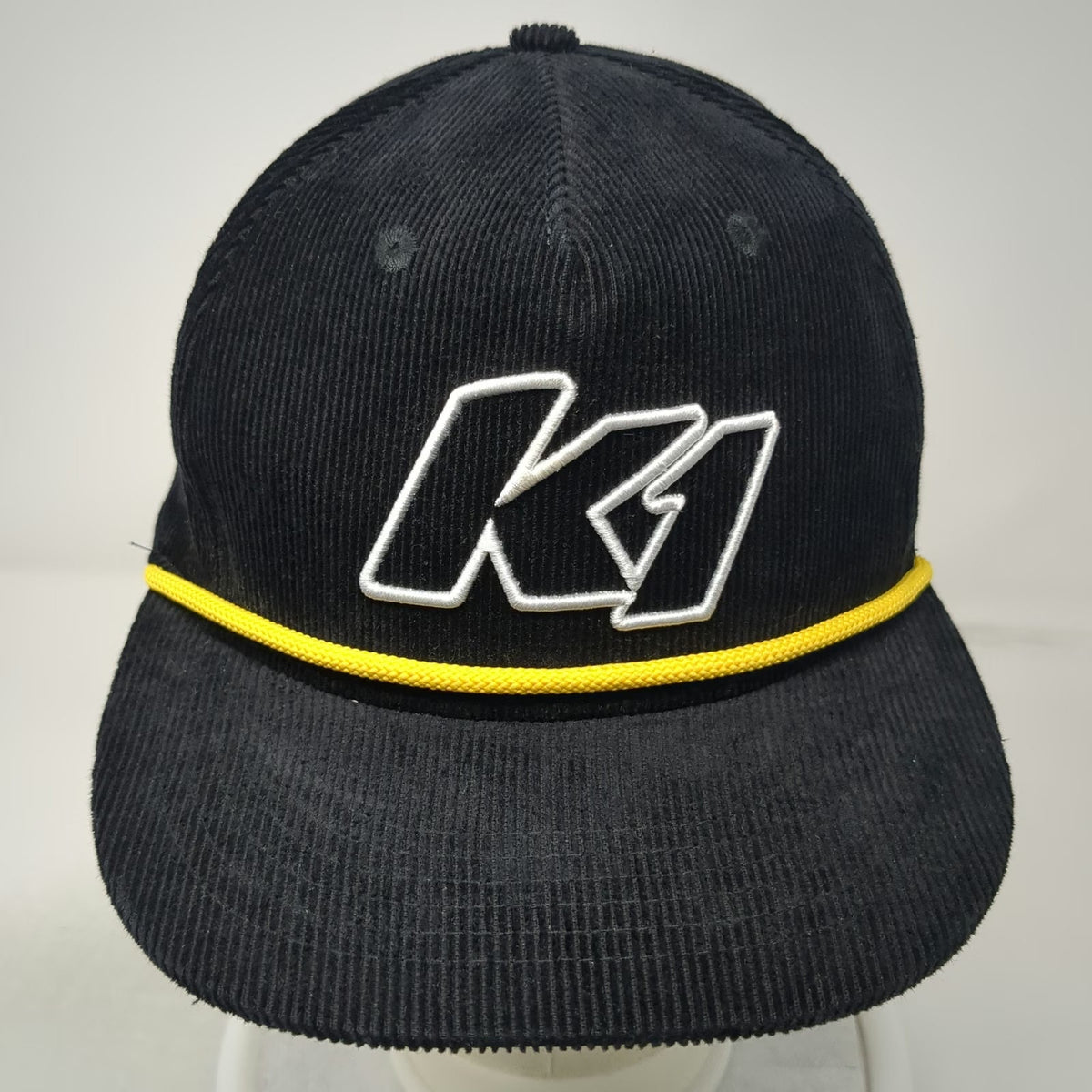 K1 Speed 5 Panel Black One Size Corduroy Yellow Rope Snapback Racing Hat