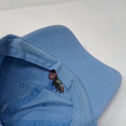 Augies Slideback Hat Blue OSFA Adjustable Embroidered Floral 6 Panel Cotton