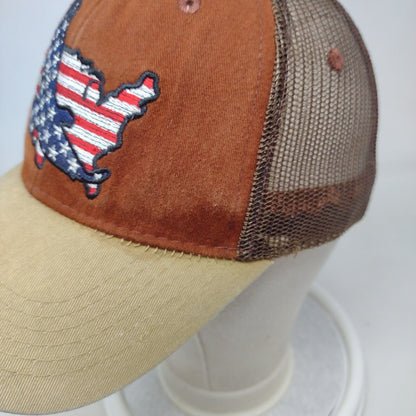 American Flag Eagle Strapback Trucker Hat Multi One Size Mesh Back