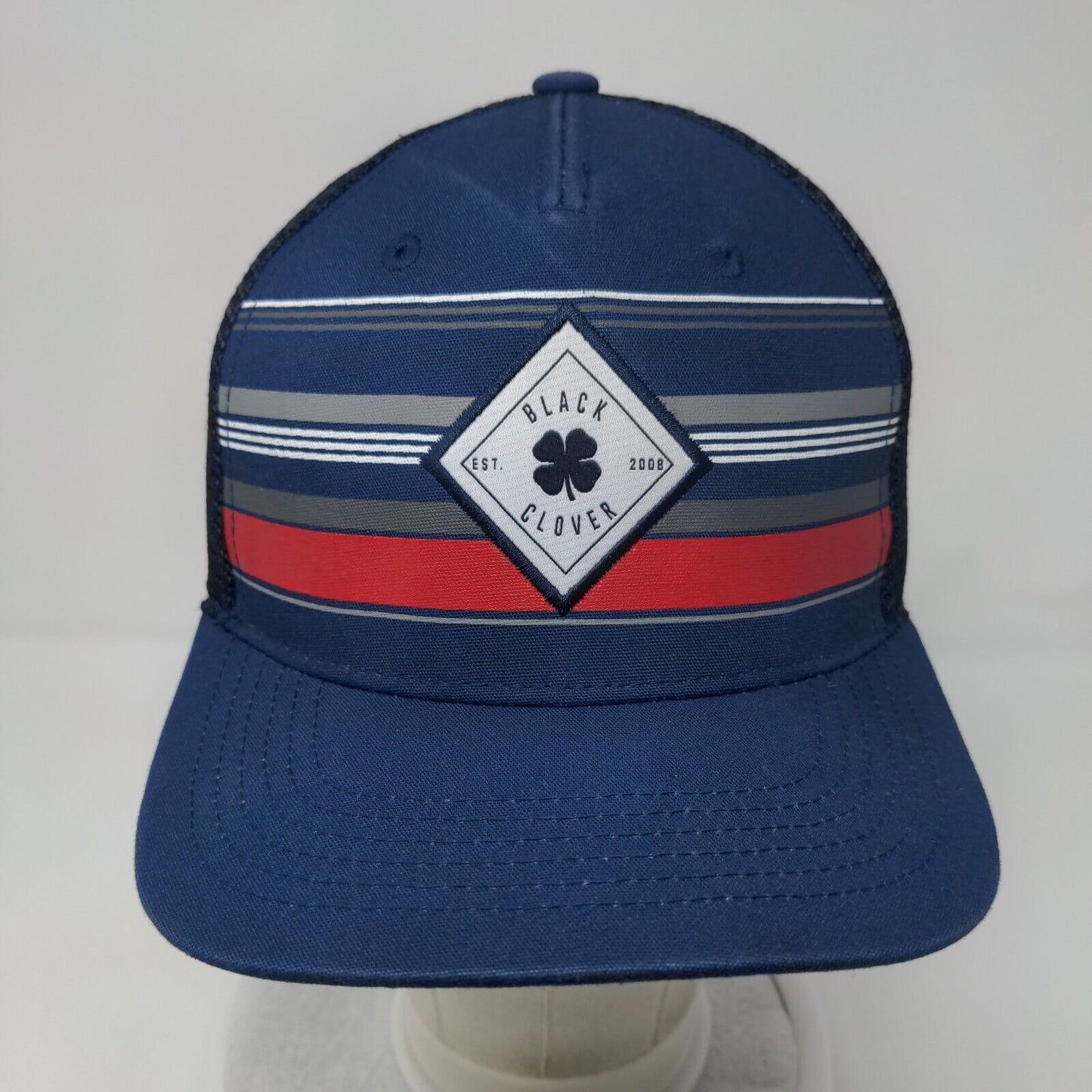 Black Clover Est. 2008 Live Lucky Snapback Trucker Hat Blue OSFA Mesh Back