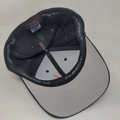 Flexfix Yupoong Fitted Hat Black Size S-M Embroidered Red Checkmark Logo