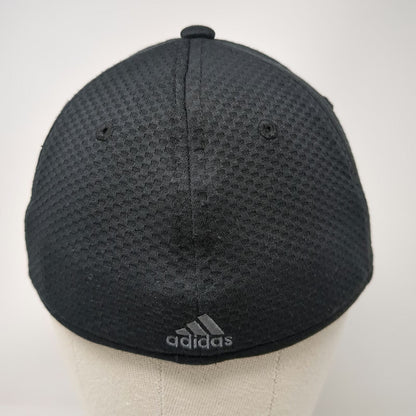 Adidas Baseball Cap Black M Fitted Mesh A-Flex Gray Stretch Fit Logo Hat