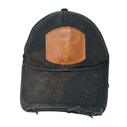 Longhorn Patch Snapback Trucker Hat Black One Size Mesh Back Shyanne