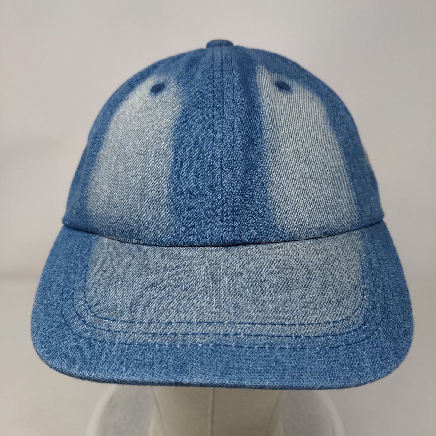 Unbranded Denim Slideback Hat Blue One Size Leather Strap 6 Panel Blank