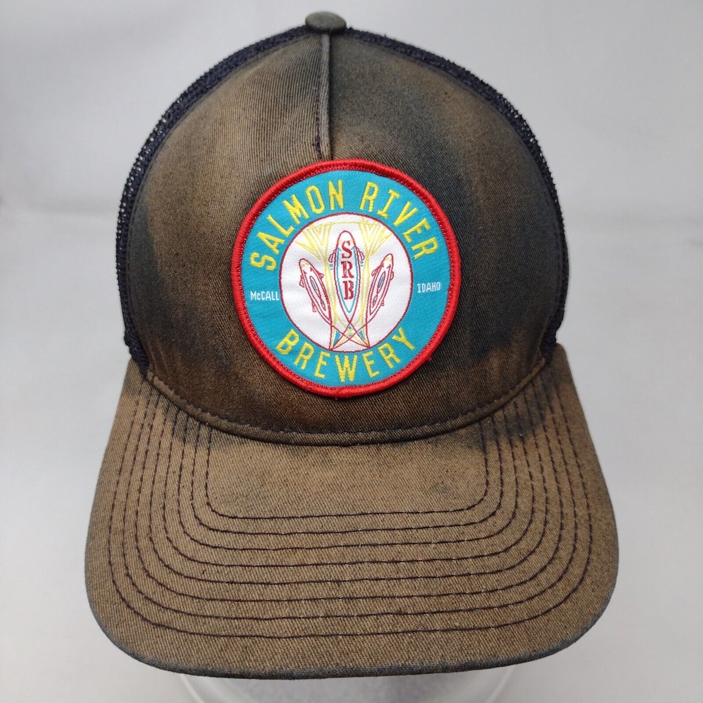 Salmon River Brewery Snapback Trucker Hat Black OSFM Mesh Back Otto