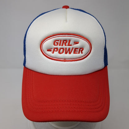 Girl Power Snapback Trucker Hat Multi One Size Adjustable Embroidered Mesh Back