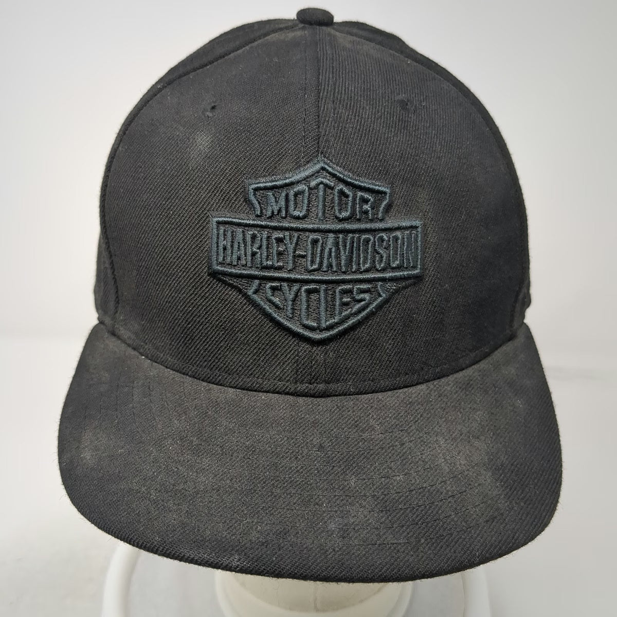 New Era Baseball Cap Black 7 1/2 Fitted Harley-Davidson Logo Embroidered Hat