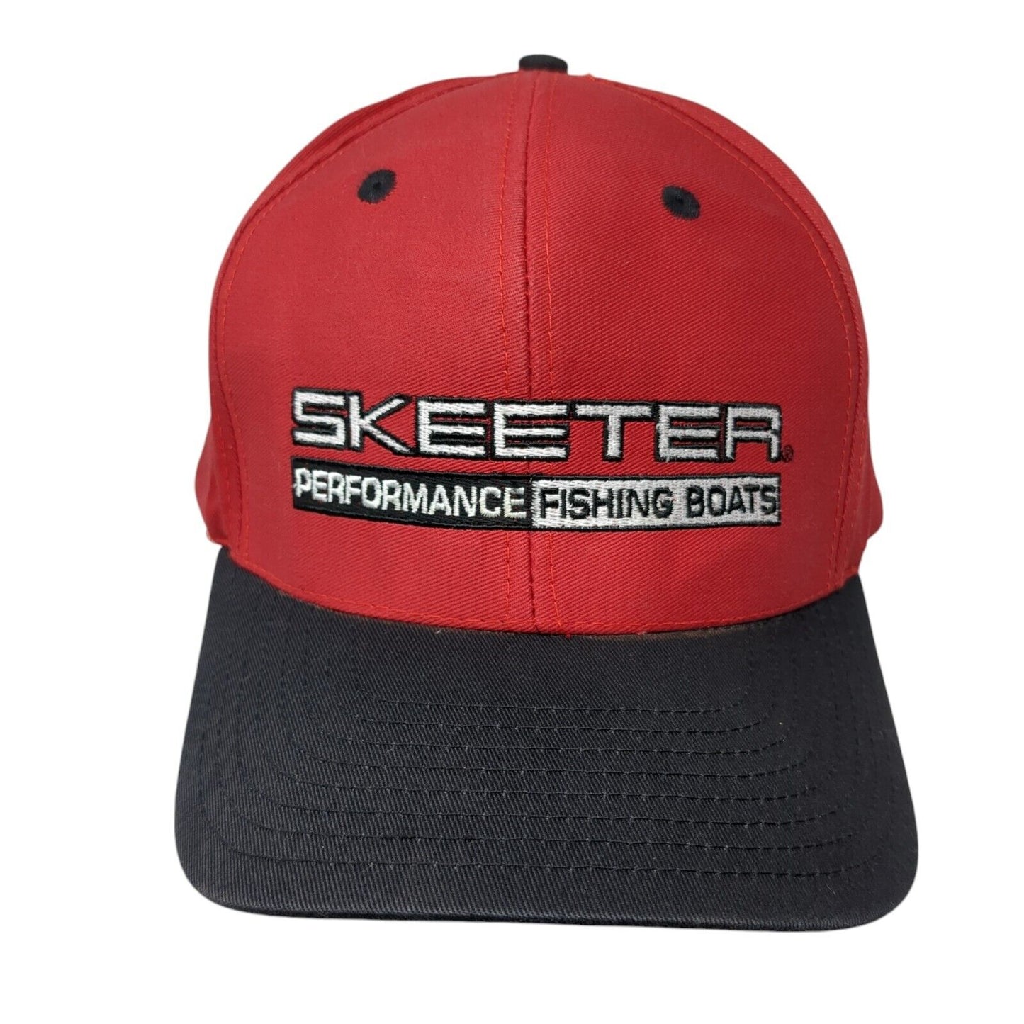 Skeeter Snapback Hat Red One Size Adjustable Eat Sleep Fish Colorblock