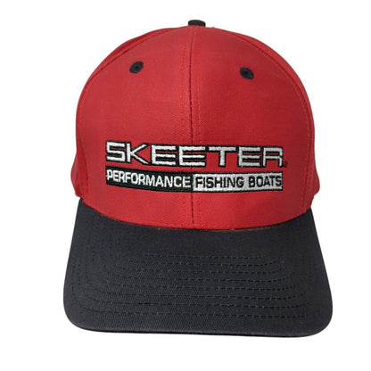 Skeeter Snapback Hat Red One Size Adjustable Eat Sleep Fish Colorblock