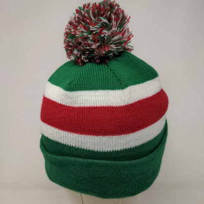 '47 Brand Men's Knit Beanie Hat Cap Green White Striped Embroidered Black Cat