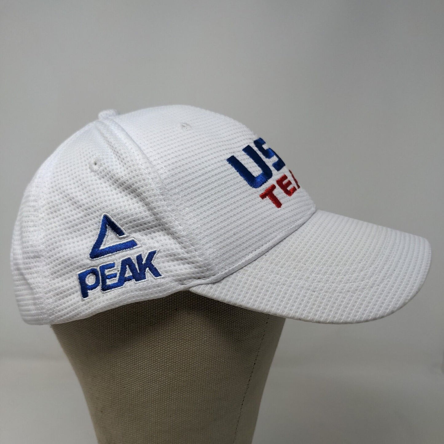 Peak Men's Strapback Hat White Size OSFA Embroidered USA Team Logo