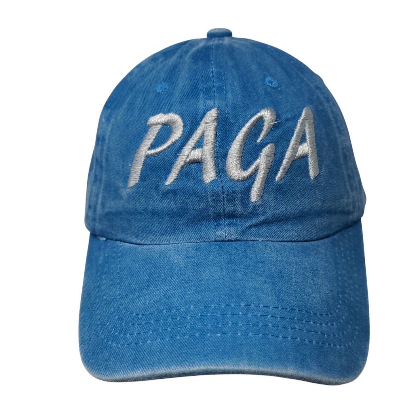 PAGA Slideback Hat Blue One Size Adjustable Embroidered Vented Holes 6 Panel