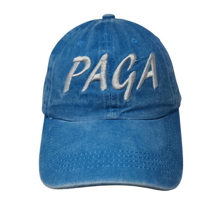 PAGA Slideback Hat Blue One Size Adjustable Embroidered Vented Holes 6 Panel