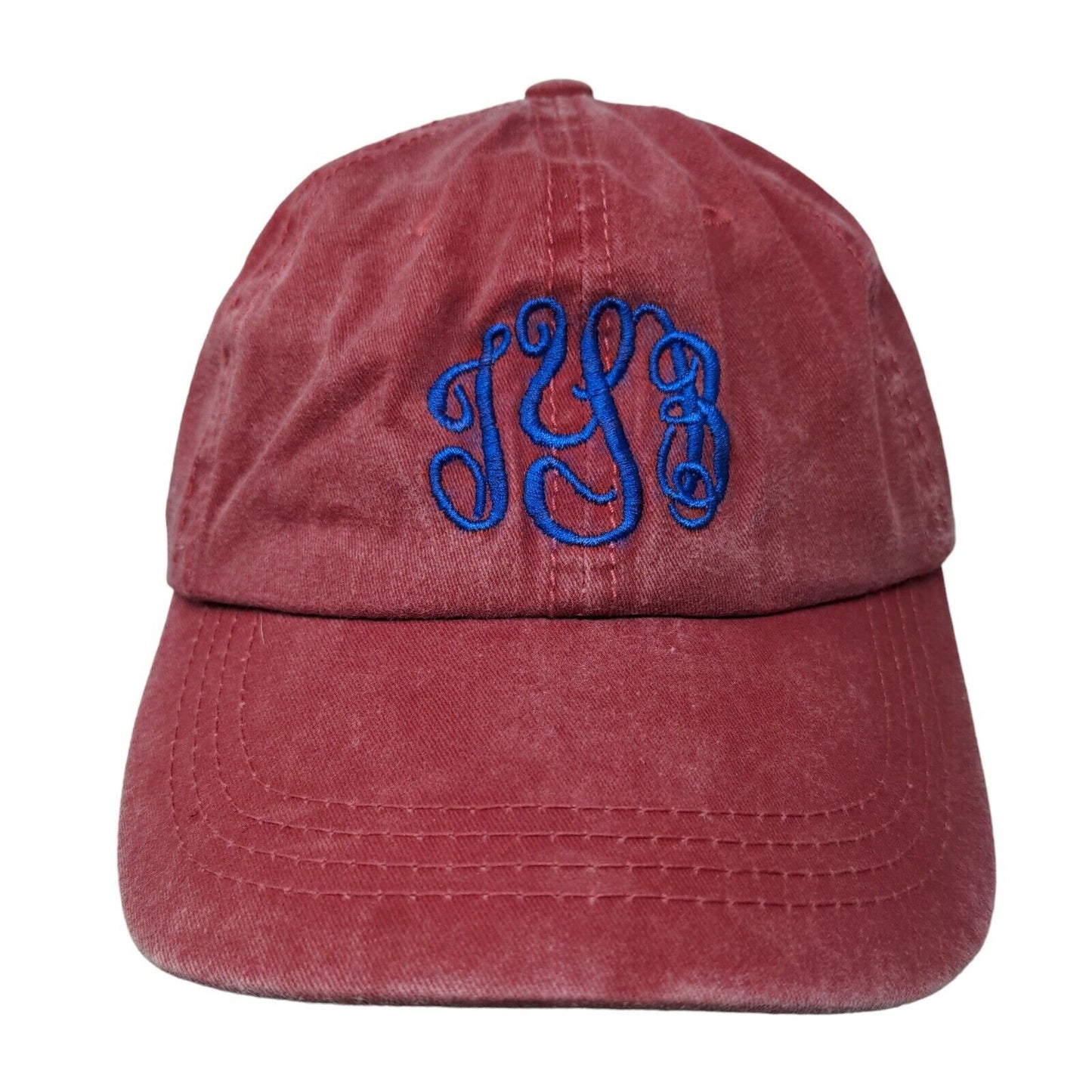 Monogram Slideback Hat Red One Size Embroidered Adjustable 6 Panel