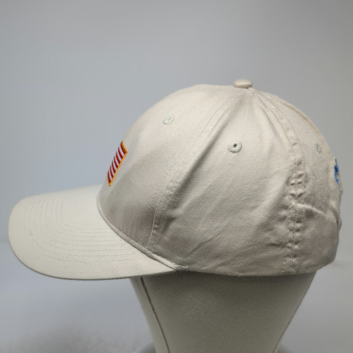 Beige Baseball Cap One Size United We Stand American Flag Patch Cotton Hat Slide