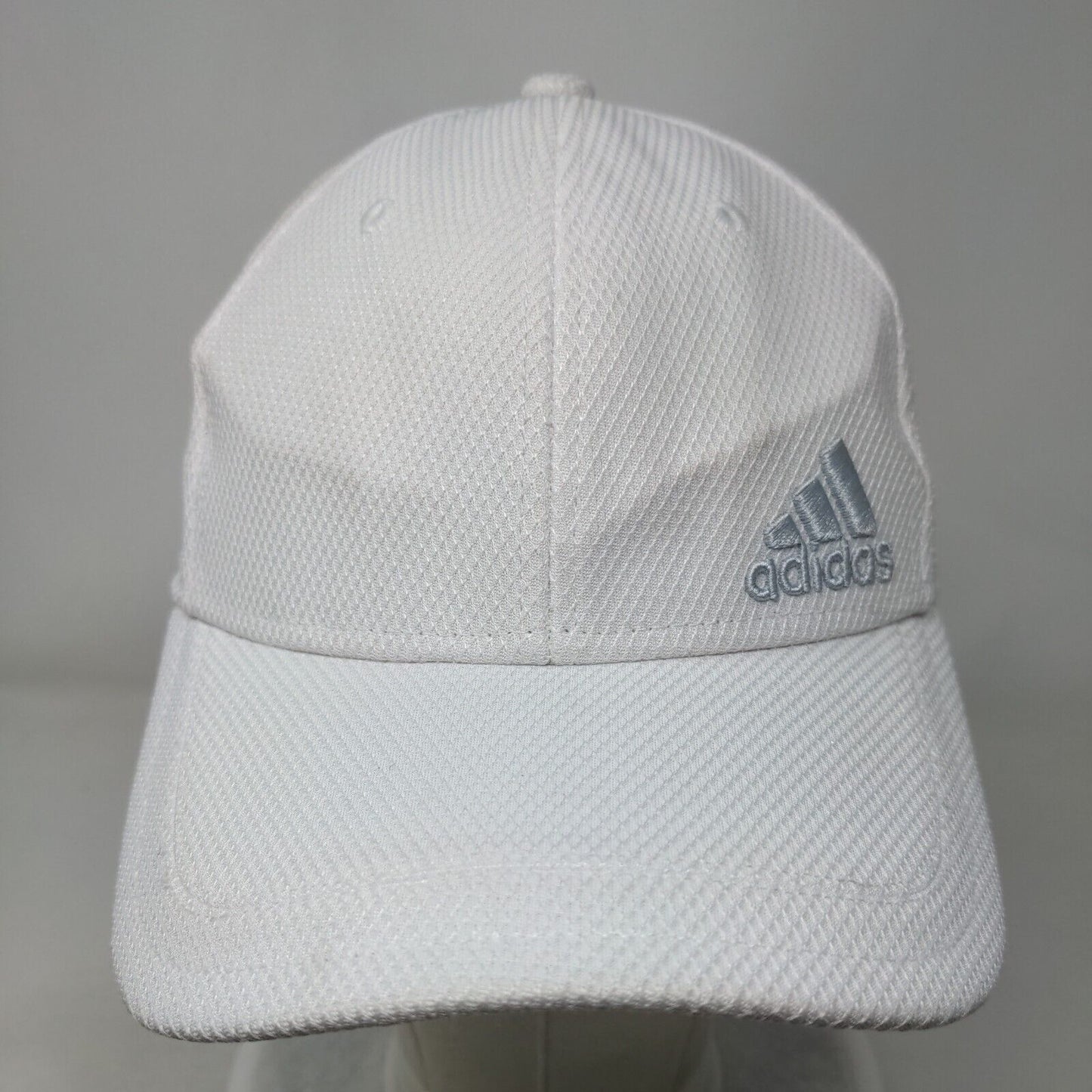 Adidas Fitted Hat White S/M Embroidered Logo A-Flex Vented Holes 6 Panel