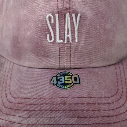 4350 Women's Slideback Hat Pink Adjustable Embroidered Slay Logo Cotton