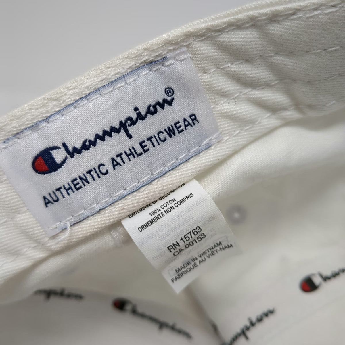 Champion Baseball Cap White One Size Embroidered Script Logo Slideback Strap Hat