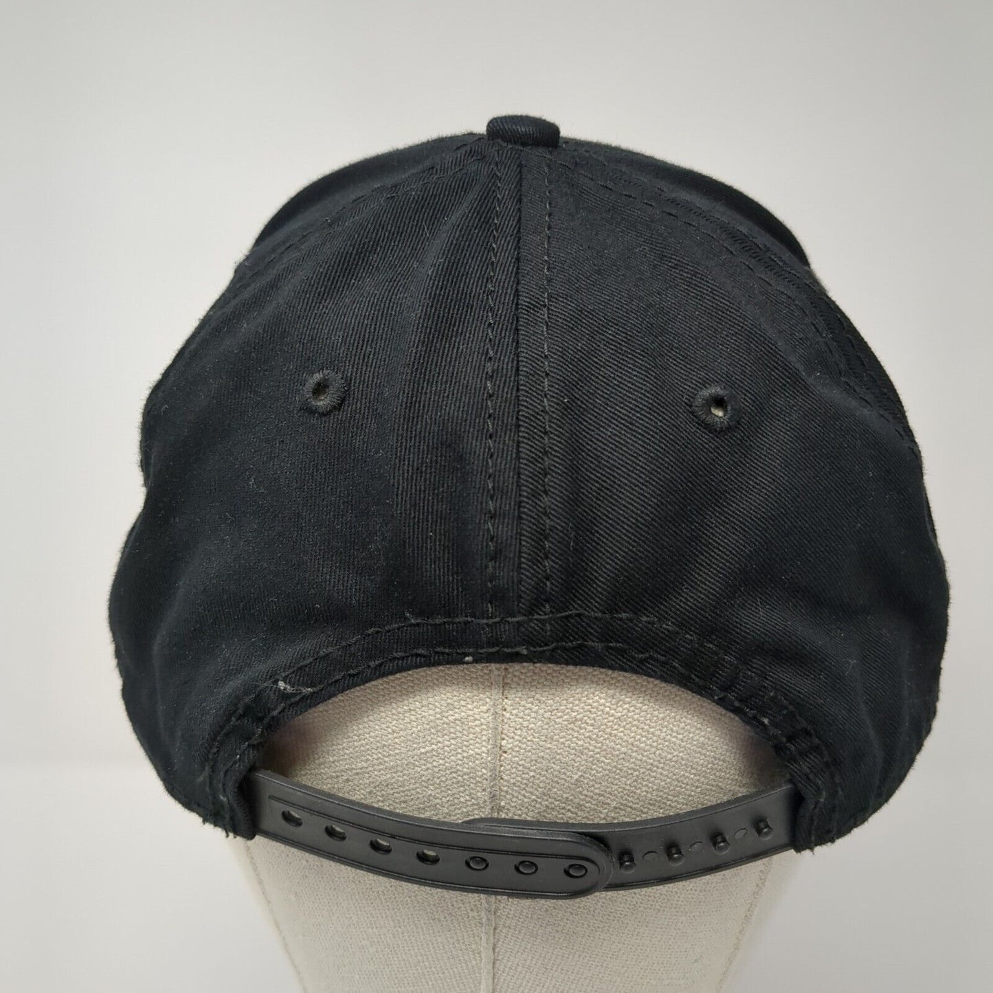 Unbranded Snapback Hat Black One Size Adjustable Vented Holes 6 Panel Check