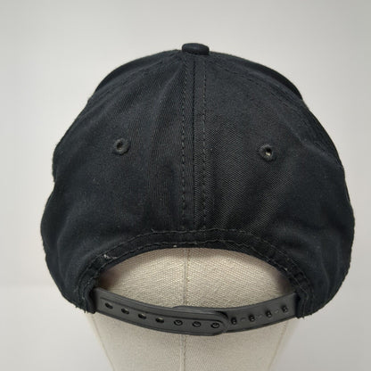 Unbranded Snapback Hat Black One Size Adjustable Vented Holes 6 Panel Check
