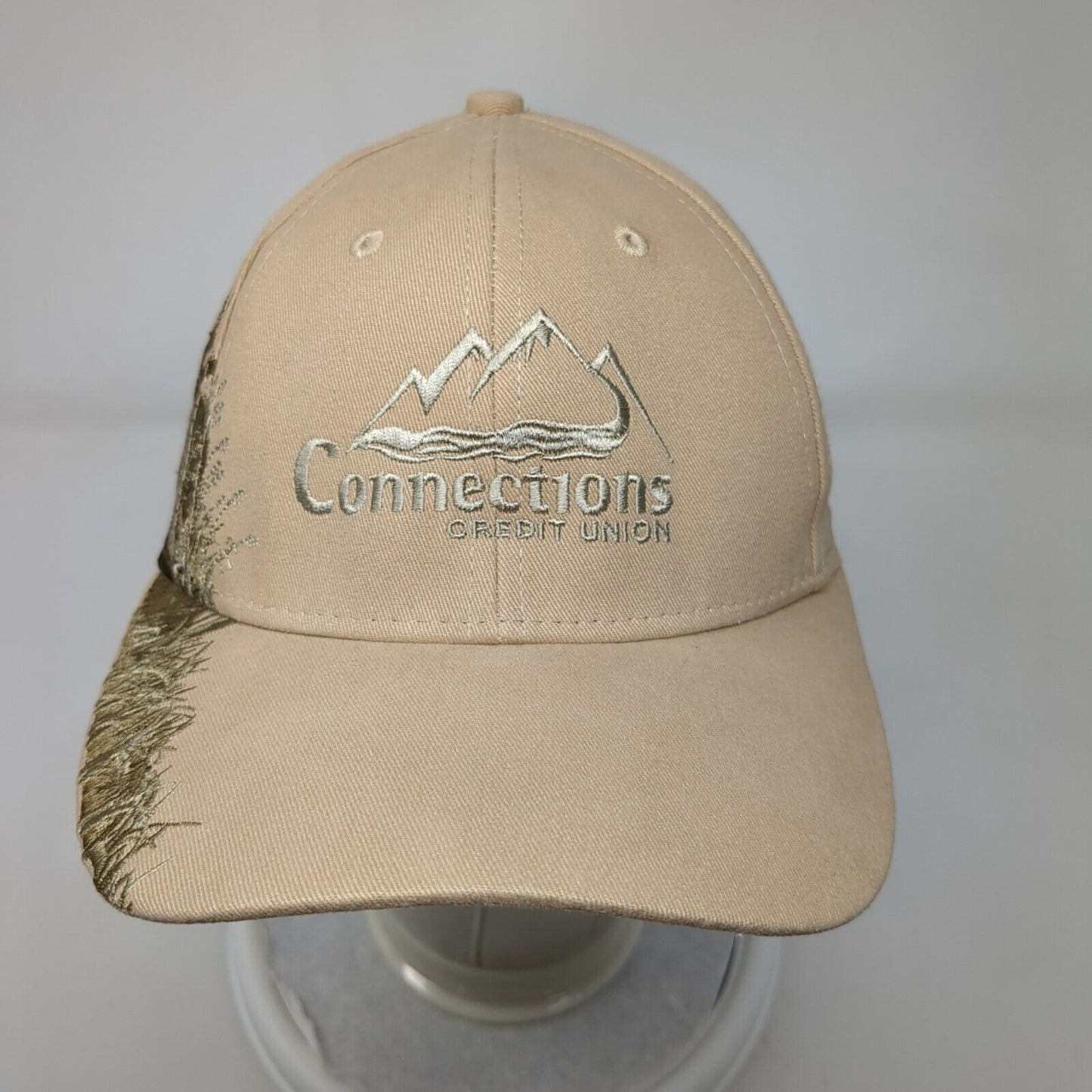 Connections Credit Union Strapback Hat Tan OSFA Embroidered Dri-Duck Wildlife