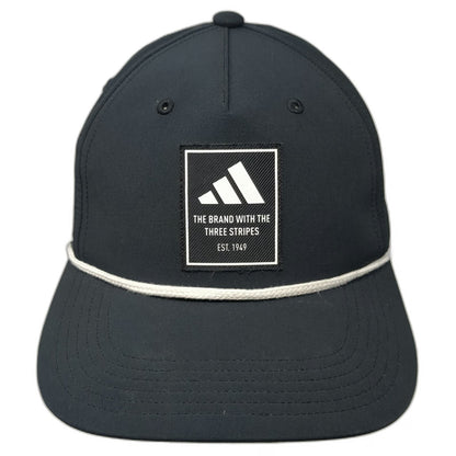 Adidas 5 Panel Black Hat One Size Square Patch Rope Recycled AEROREADY Snapback
