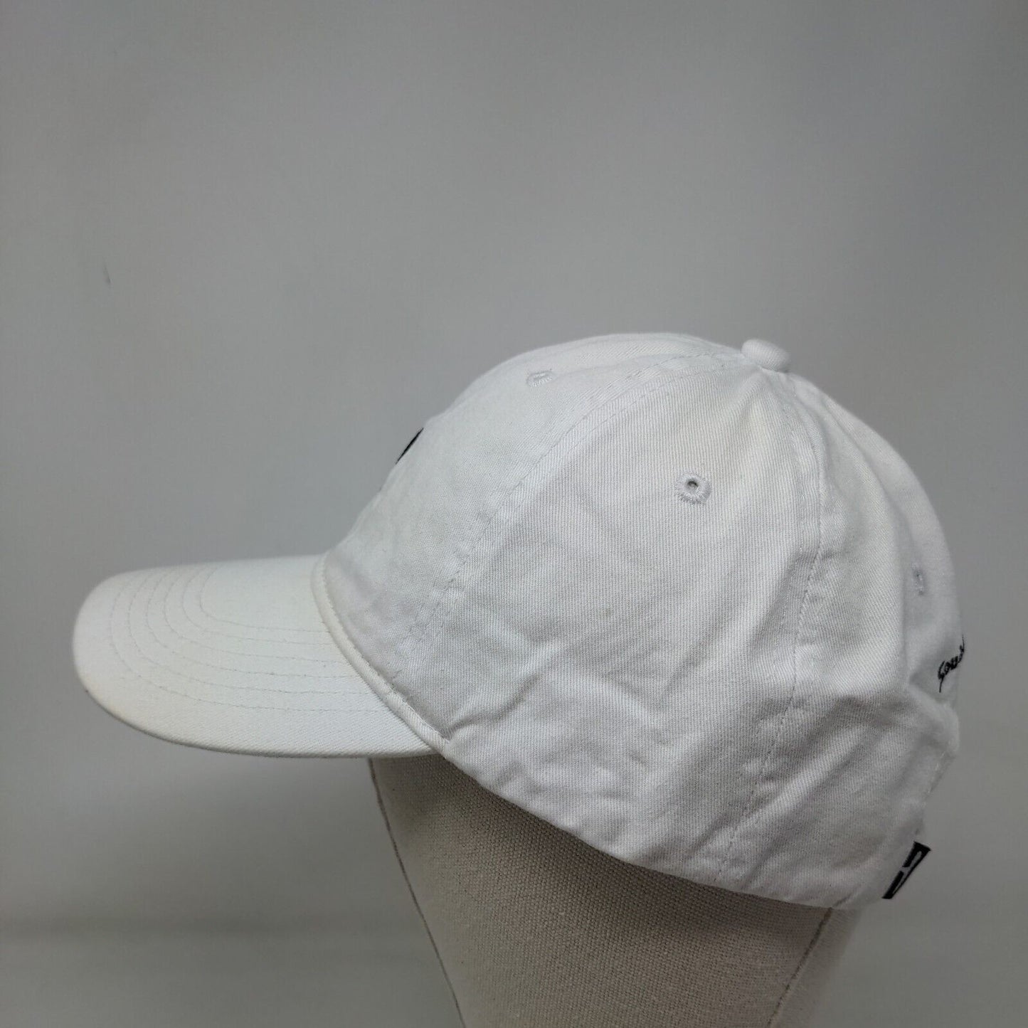 HEYBO Slideback Hat White OSFM Adjustable Embroidered Vented Holes 6 Panel