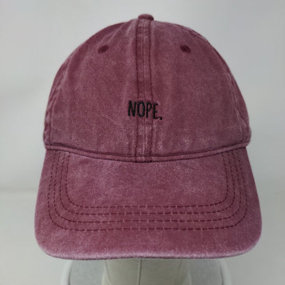 Nope Slideback Hat Red Burgundy Adjustable Embroidered 6 Panel Cotton