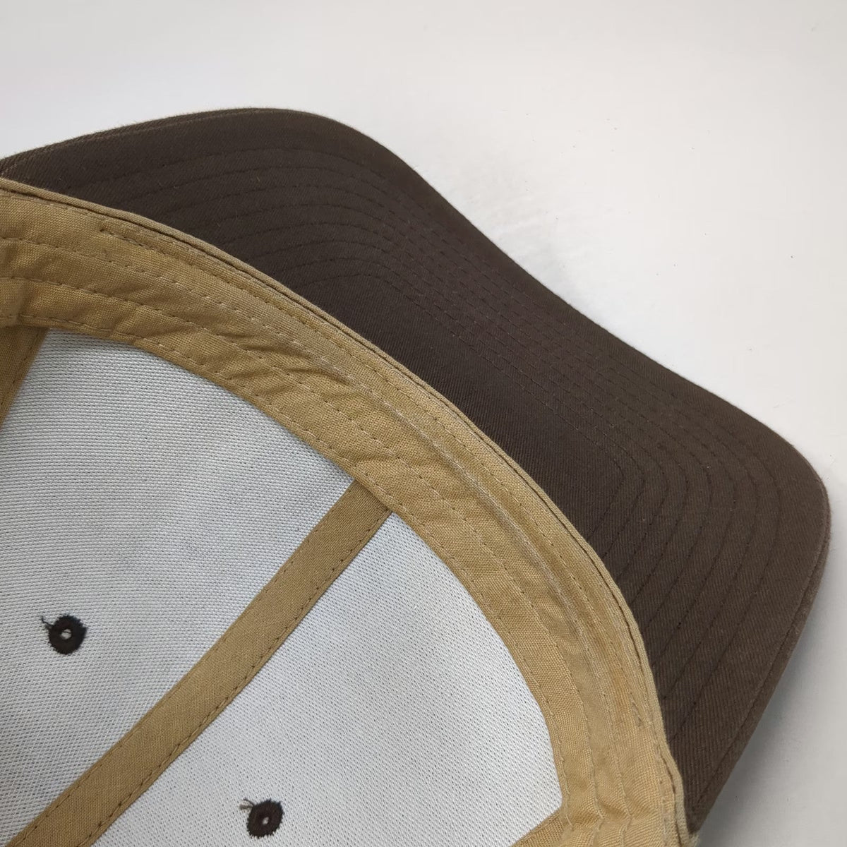 Yupoong Trucker Hat Brown One Size Brundage Leather Patch Mesh Back Snapback