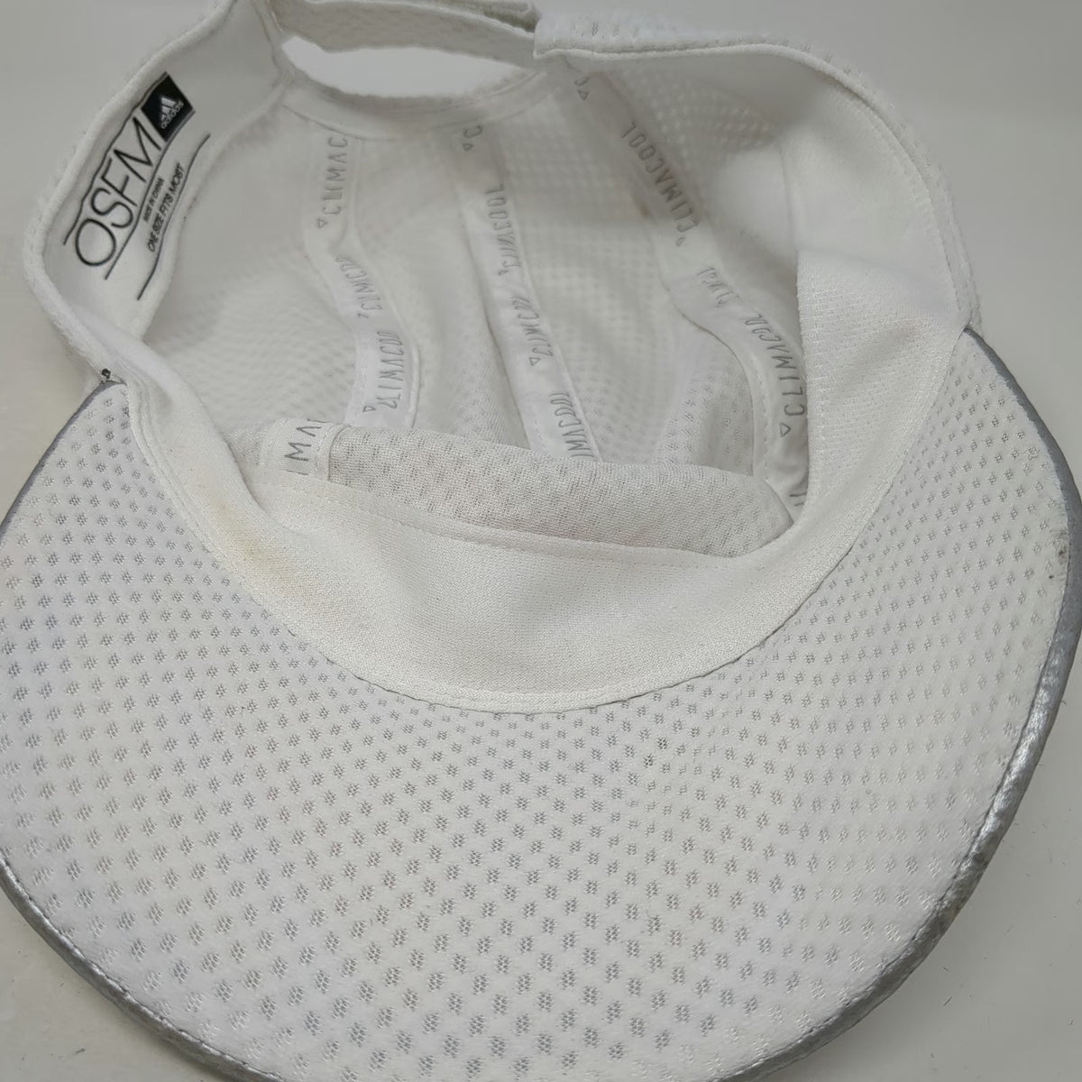 Adidas Baseball Cap White One Size Mesh Climacool Reflective Silver Logo Hat
