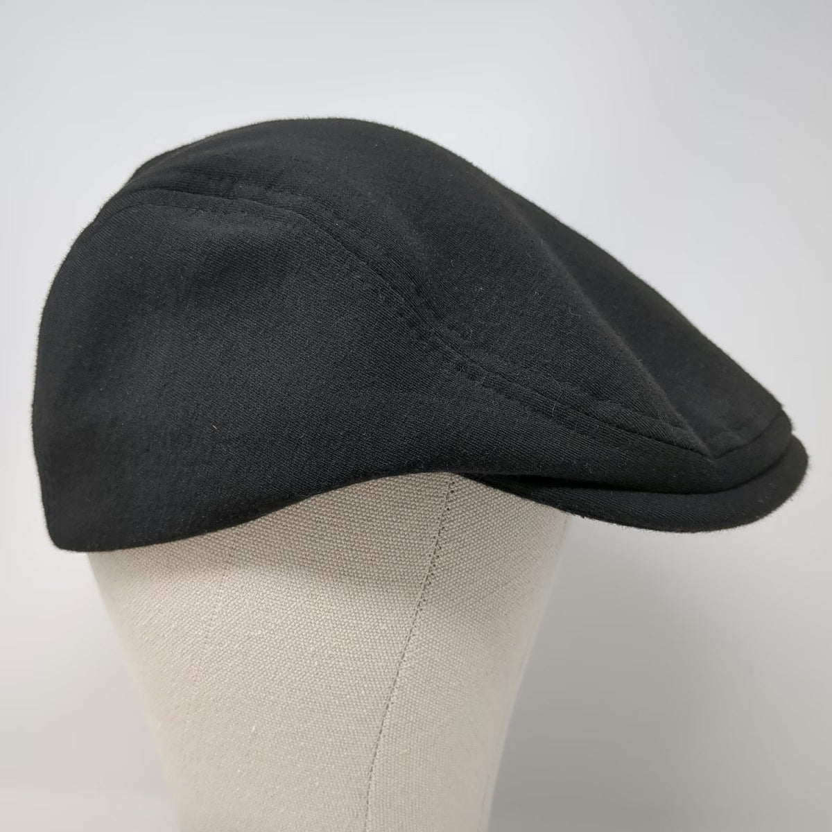 Black Newsboy Cap One Size Soft Jersey Fabric Elastic Back Flat Bill Plain Hat