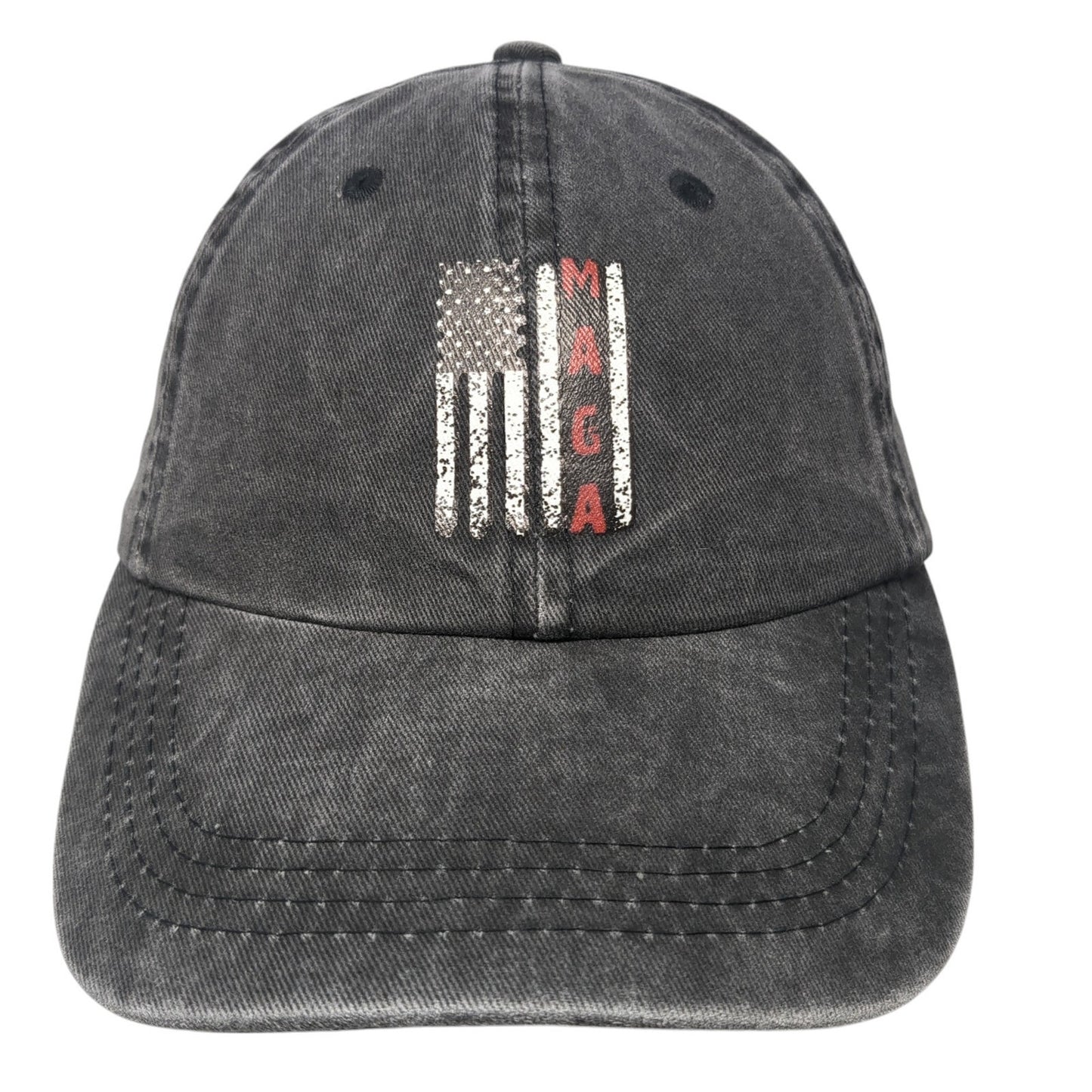 MAGA American Flag Slideback Hat Gray One Size Adjustable Ponytail