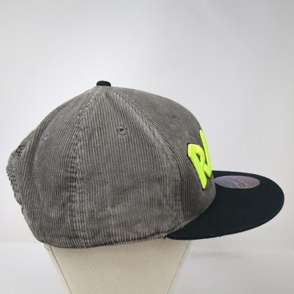 Flow & Co. Snapback Gray Black Green Hat OS Corduroy Rage 3D Puff Flat Brim