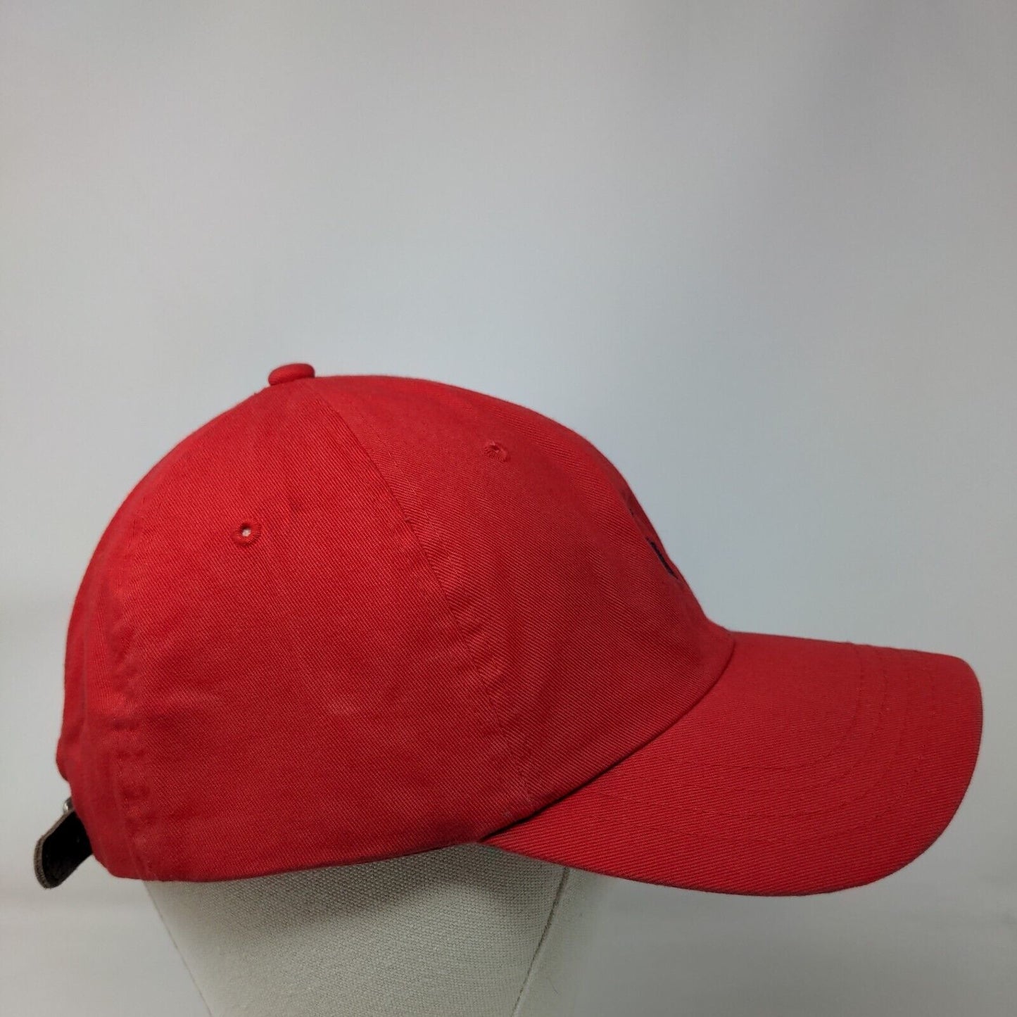 Polo Ralph Lauren Leather Strapback Hat Red One Size Embroidered Pony Cotton