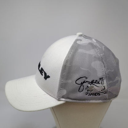 Oakley White Gray Trucker Hat One Size Snapback Mesh Gamble Sands Adjustable