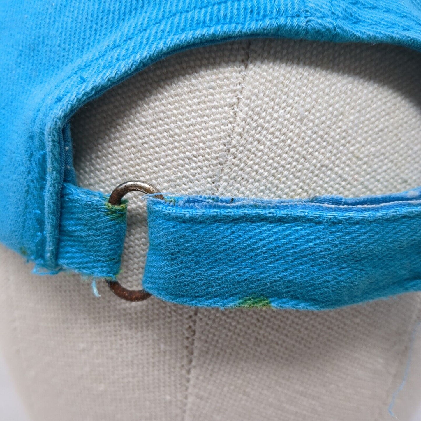 Lagoon Strapback Hat Blue One Size Adjustable Embroidered Vented Holes 6 Panel
