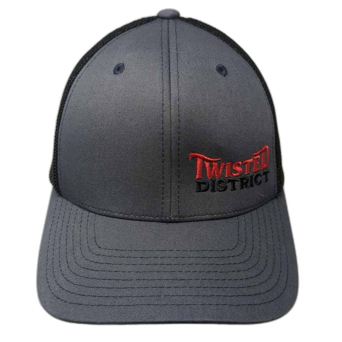 Port Authority Baseball Cap Gray XL Flexfit Mesh Twisted District Logo Hat
