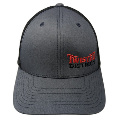 Port Authority Baseball Cap Gray XL Flexfit Mesh Twisted District Logo Hat