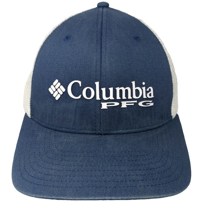 Columbia Baseball Cap Blue M Hat Mesh Back Red Underbrim Flexfit PFG Fish Logo