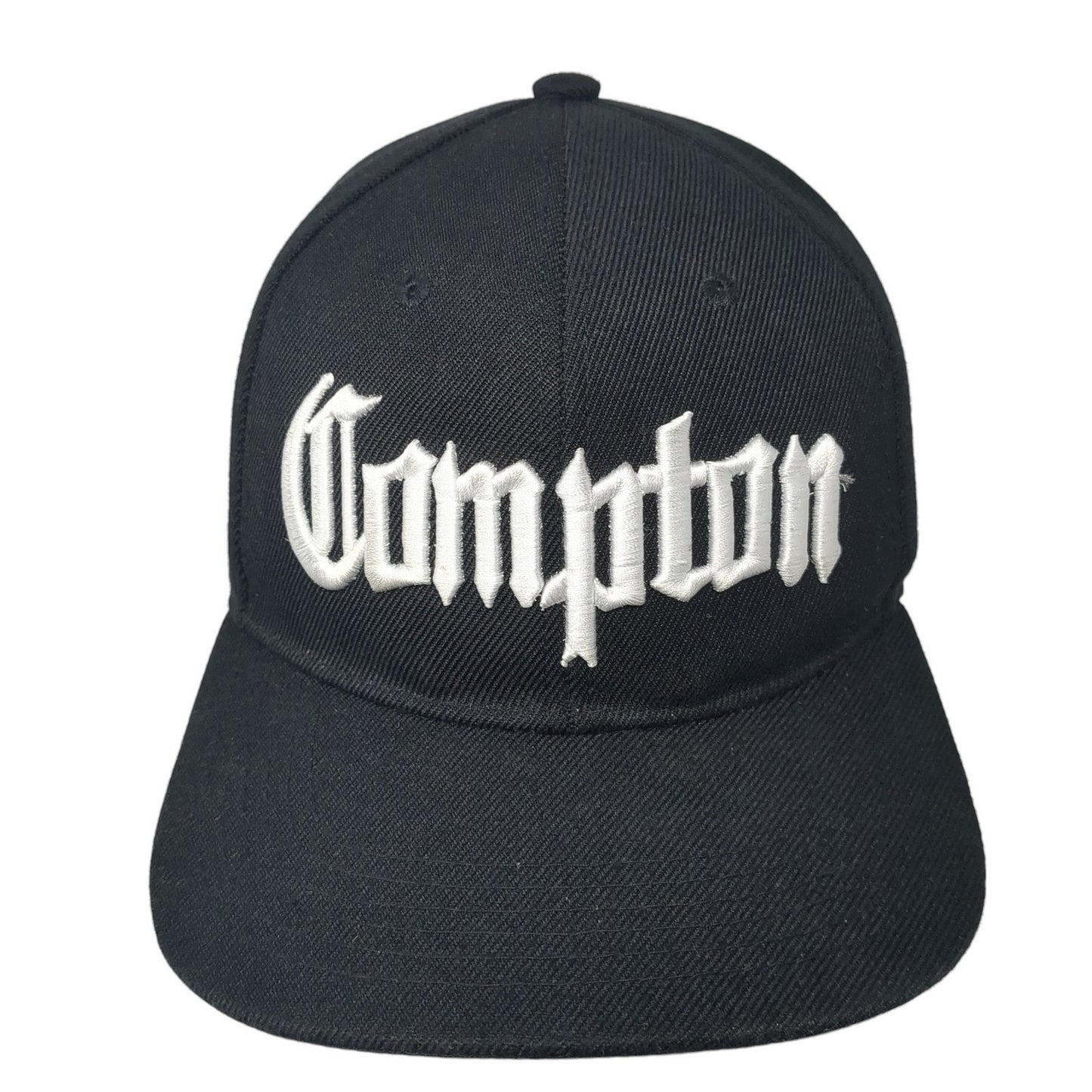 Compton Spell Out Snapback Hat Black One Size Adjustable Embroidered