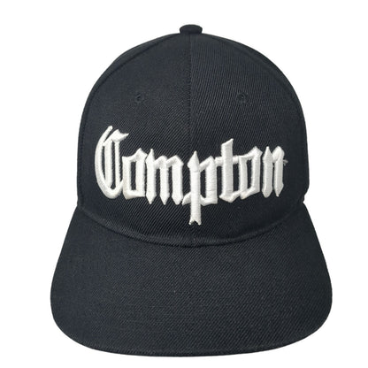 Compton Spell Out Snapback Hat Black One Size Adjustable Embroidered