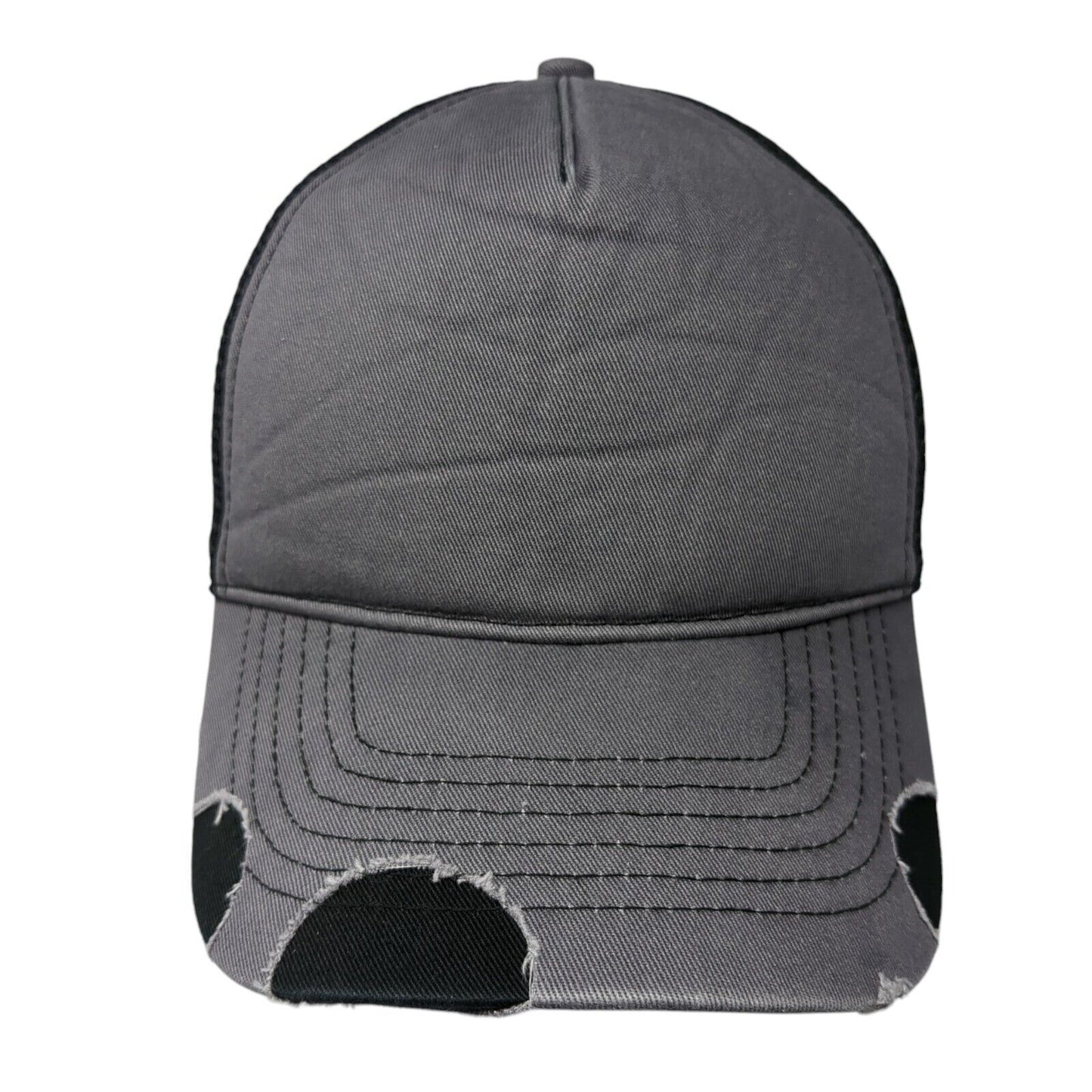 Ha Snapback Trucker Hat Gray One Size Adjustable Mesh Back Distressed Blank